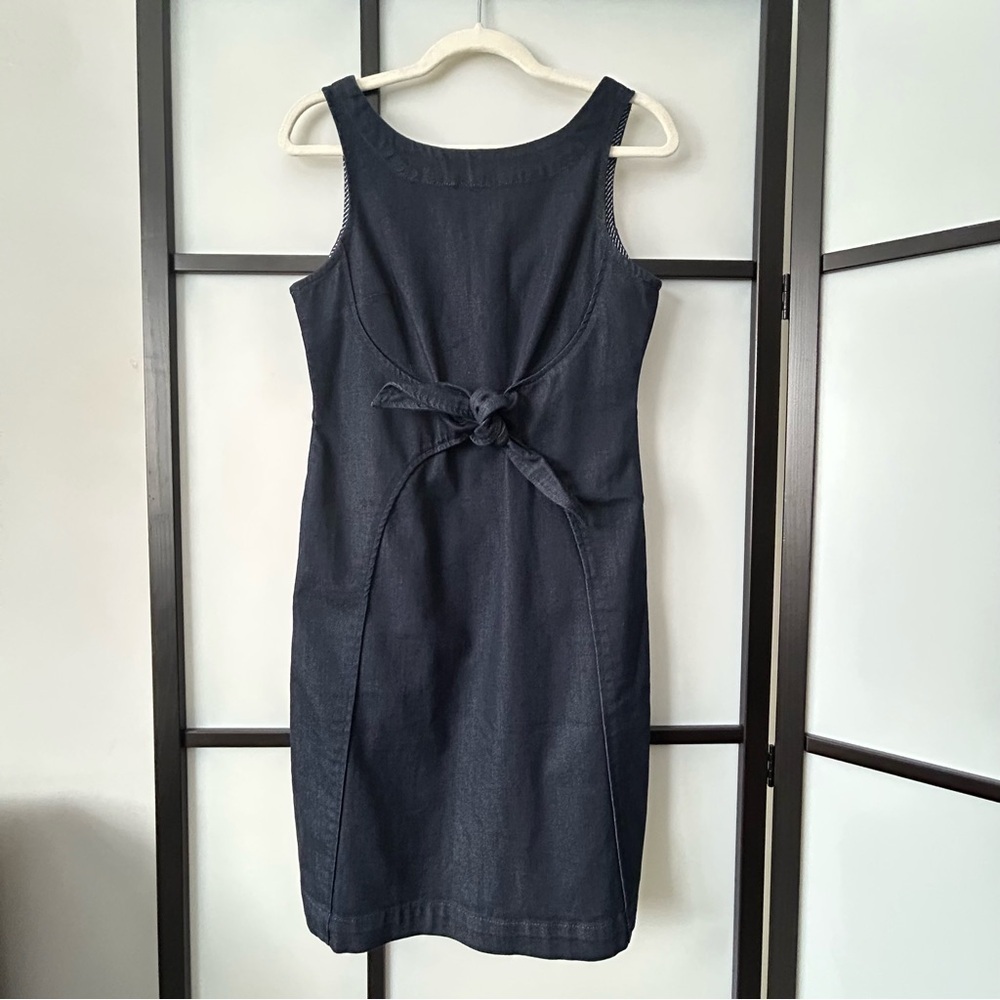 [4] Anthropologie Holding Horses Dark Denim Knotted Waist Sleeveless Midi Dress